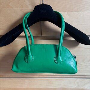 MARGESHERWOOD GREEN PATENT BESSETTE ZIPPER SHOULDER BAG, LIKE NEW